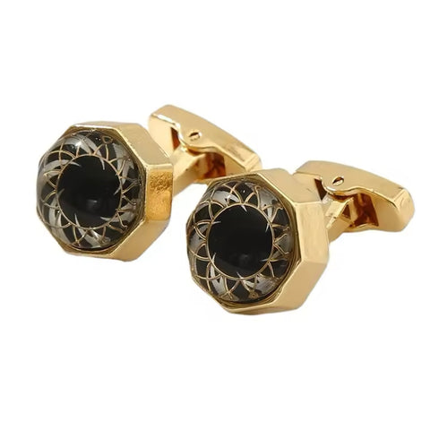 Gold Square blue crystal cufflinks