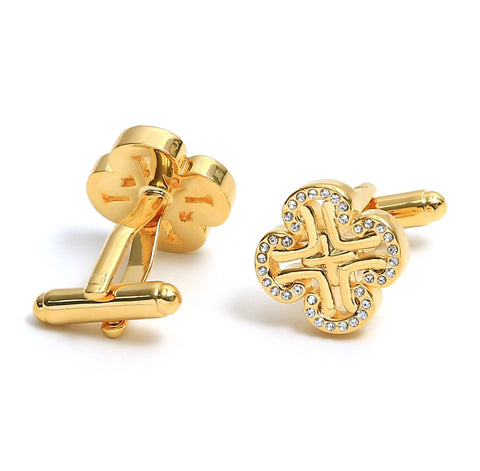 Gold Square blue crystal cufflinks