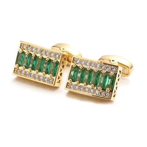 Gold Square blue crystal cufflinks