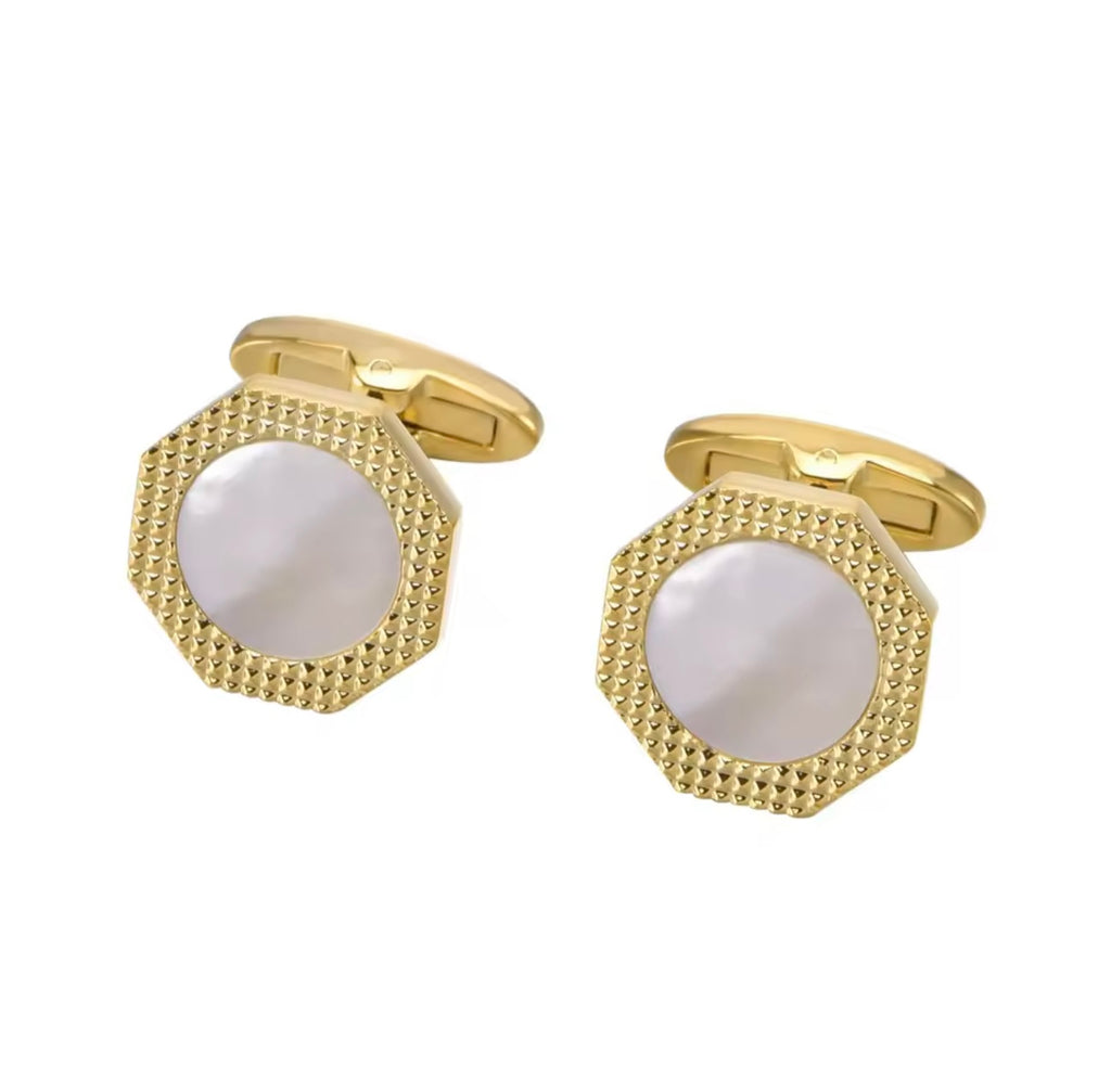 Gold mother pearl cufflinks