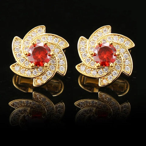 Gold Square blue crystal cufflinks