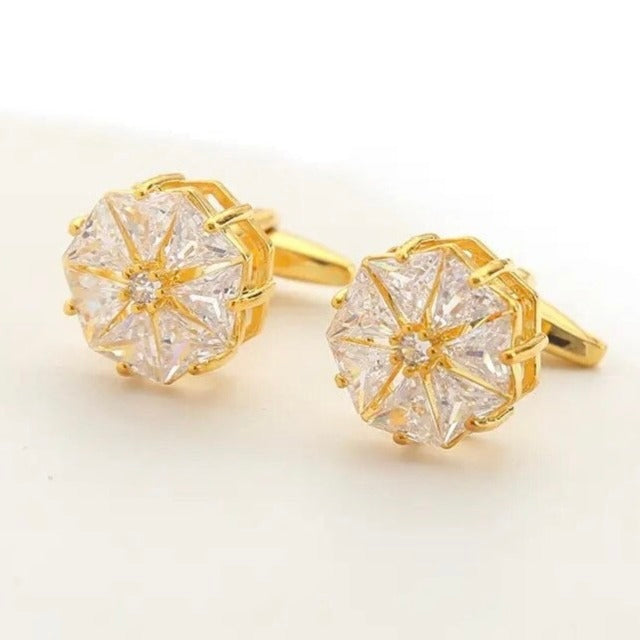 CRYSTAL RHINESTONE GOLD CUFFLINKS