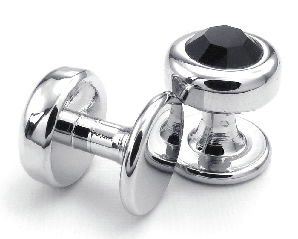 Silver Black stone Rounded Cufflinks & Studs