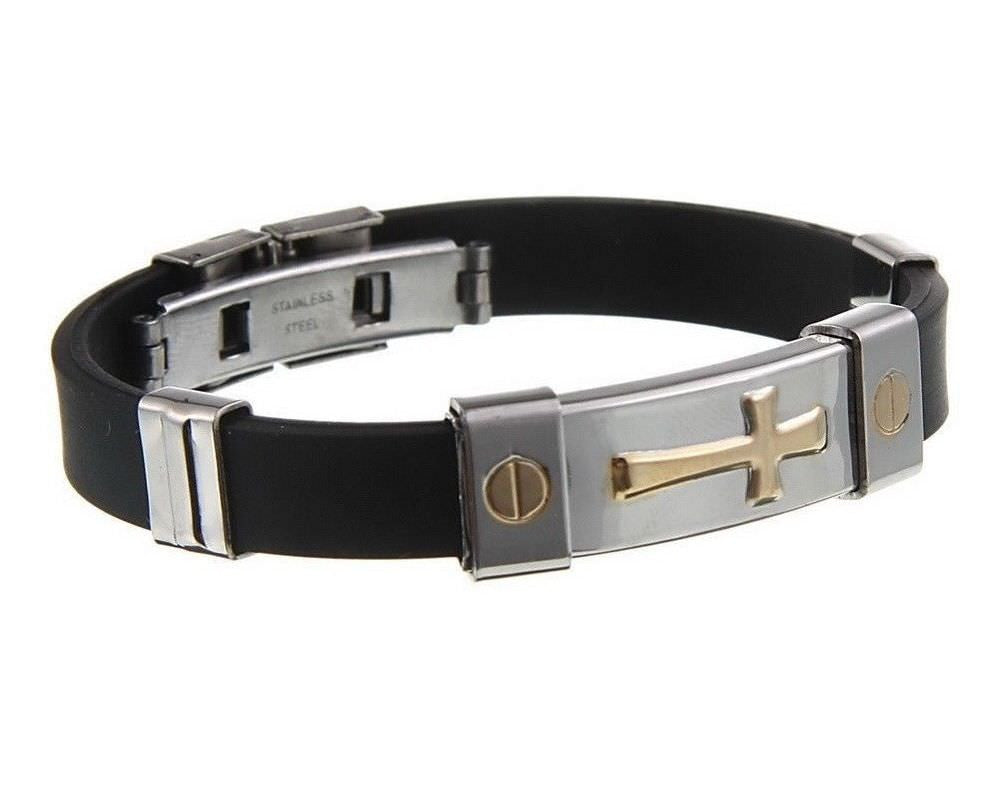 Men's Gold Cross Titanium Steel Chain Bracelet