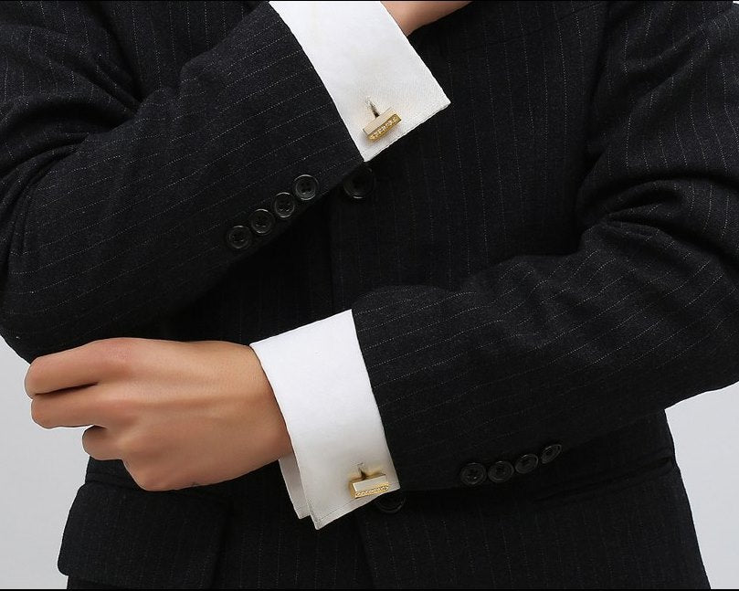GOLD CRYSTAL CUFFLINKS