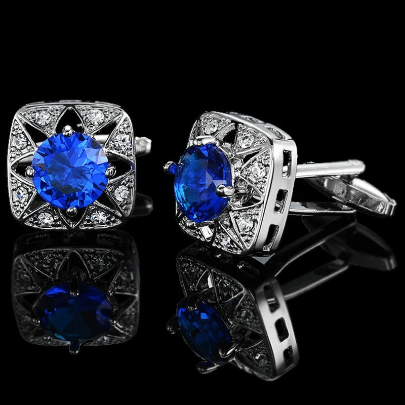 BLUE CRYSTAL CUFFLINKS
