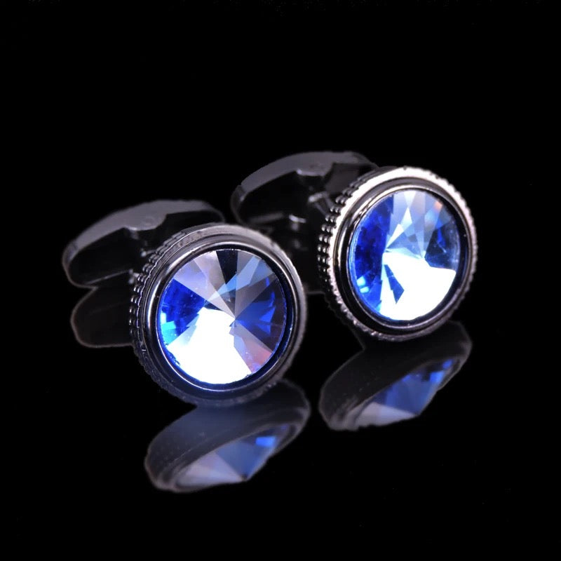 BLUE CRYSTAL CUFFLINKS