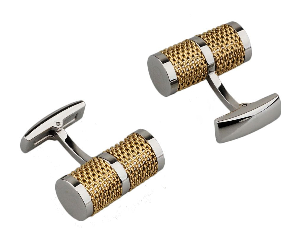 Tube chain gold plated cufflinks