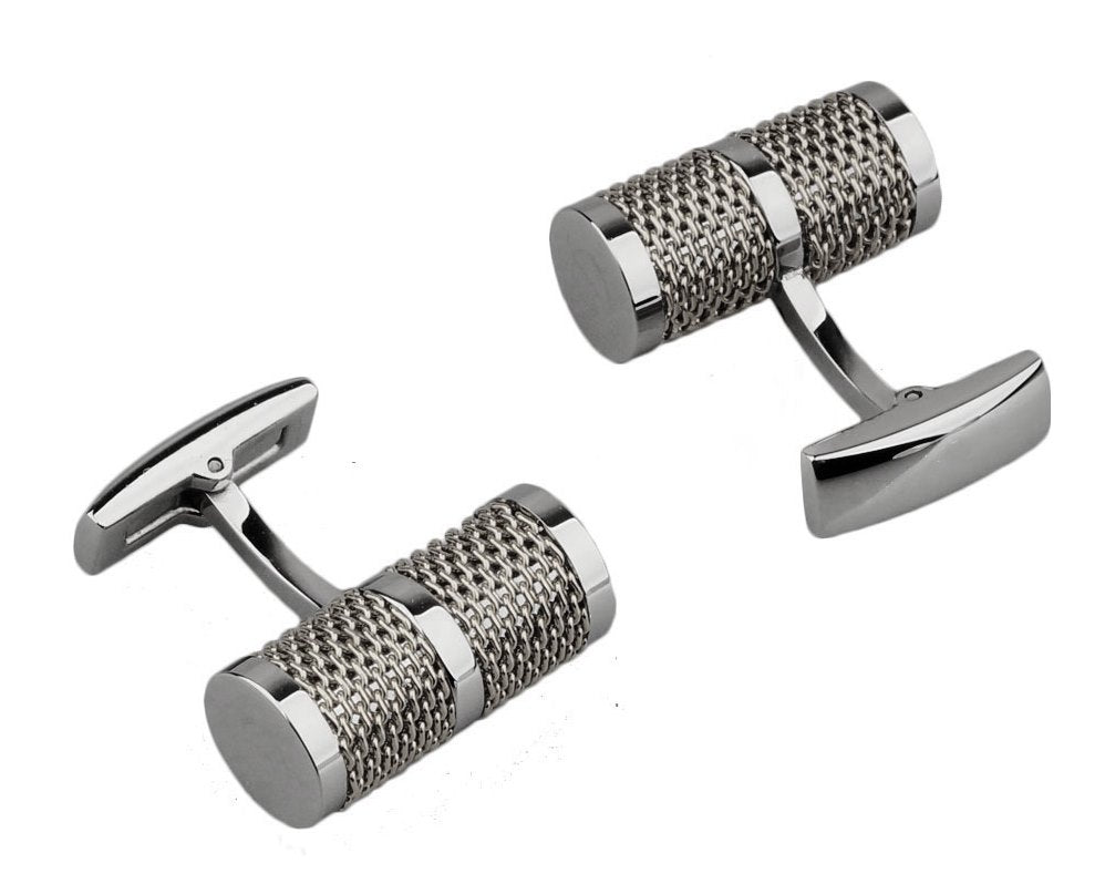 Tube chain silver plated cufflinks
