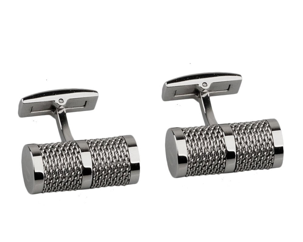 Tube chain silver plated cufflinks