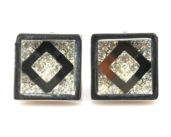 Crystal Platinum Plated grey cufflinks
