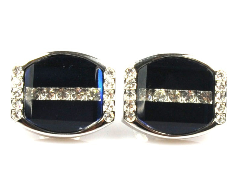 Crystal Platinum Plated blue cufflinks