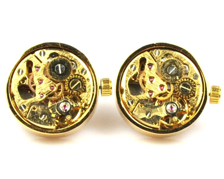 Gold Round Steampunk Vintage Cufflinks