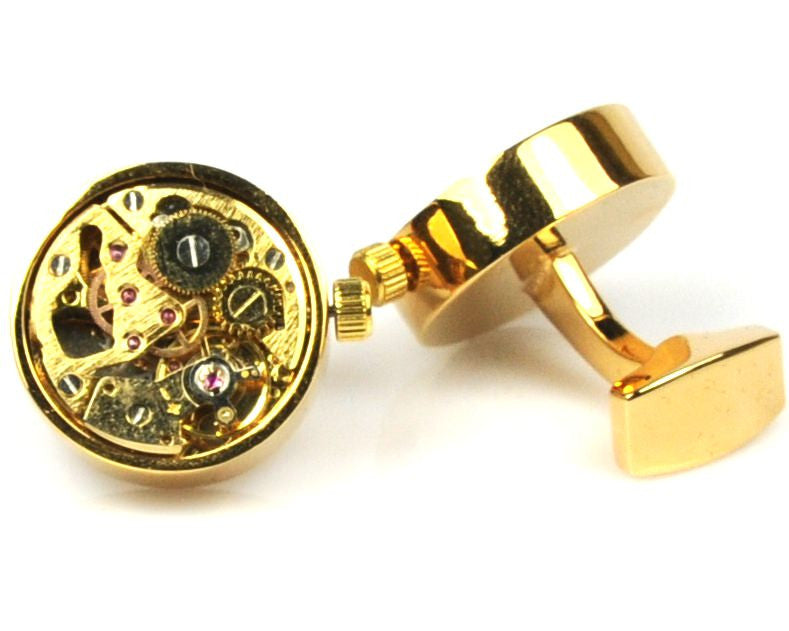 Gold Round Steampunk Vintage Cufflinks