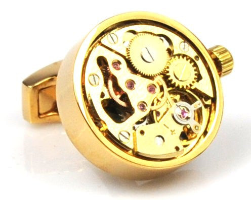 Gold Round Steampunk Vintage Cufflinks