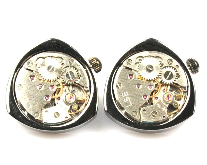 Steampunk Triangle Watch Movement Cufflinks