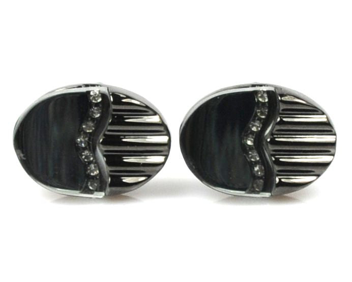 Grey cufflinks with crystals