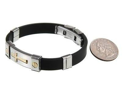 Men's Gold Cross Titanium Steel Chain Bracelet