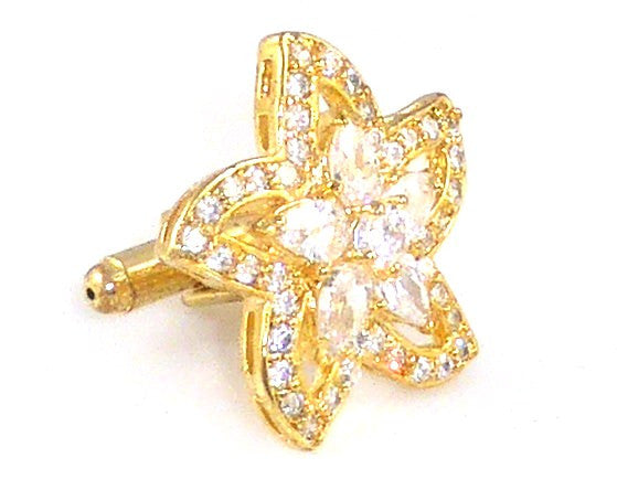 Diamond Topaz Flower Cufflinks
