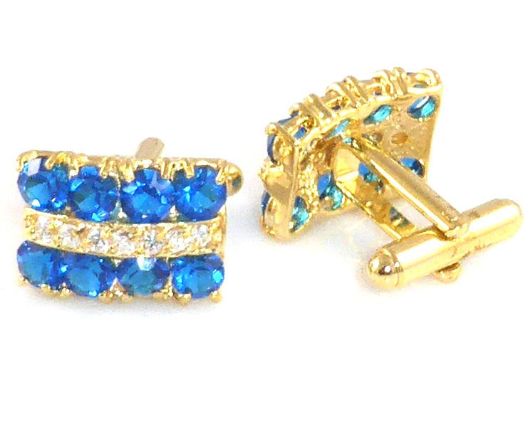 Blue Sapphire Round Cut Cufflinks