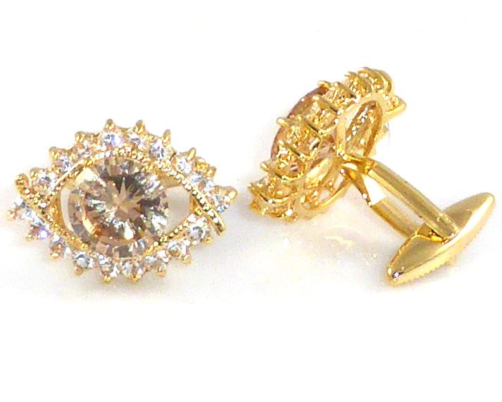 Brunette Sapphire Round Cut Cufflinks