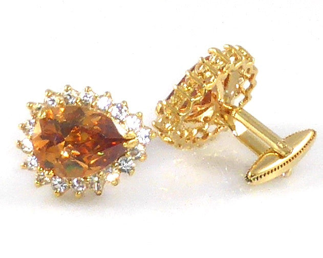 Brunette Sapphire Pear Cut Cufflinks