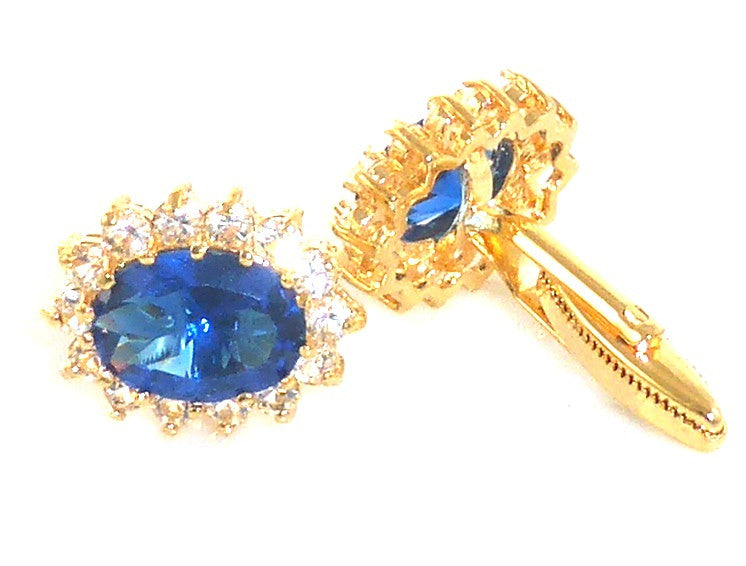 Royal Blue Sapphire Oval Cut Cufflinks