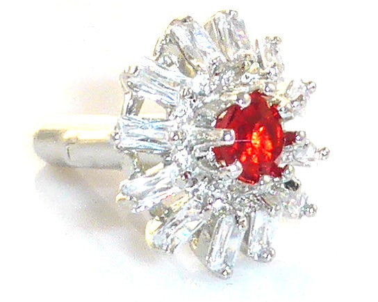 Voguish Red Ruby Topaz Round Cut Cufflinks