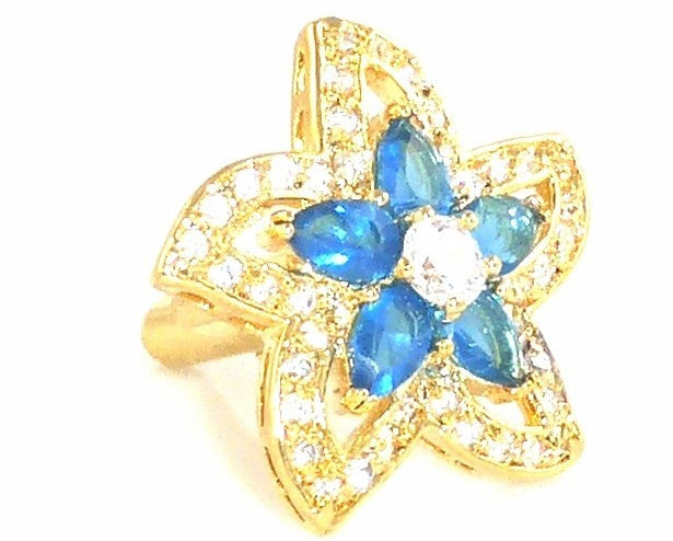 Blue Sapphire Star Flower Cufflinks