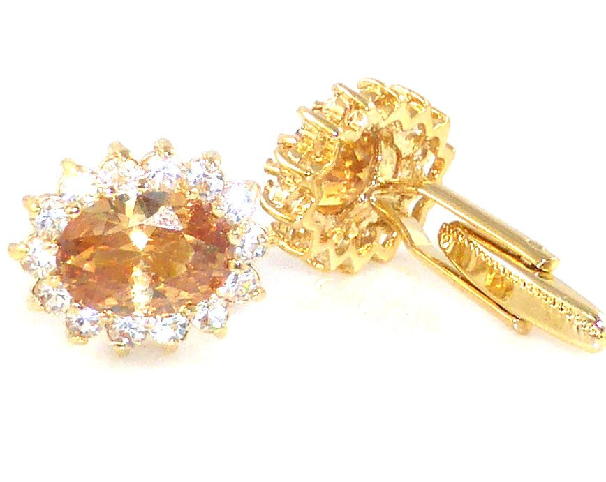 Brunette Sapphire Oval Cut Cufflinks