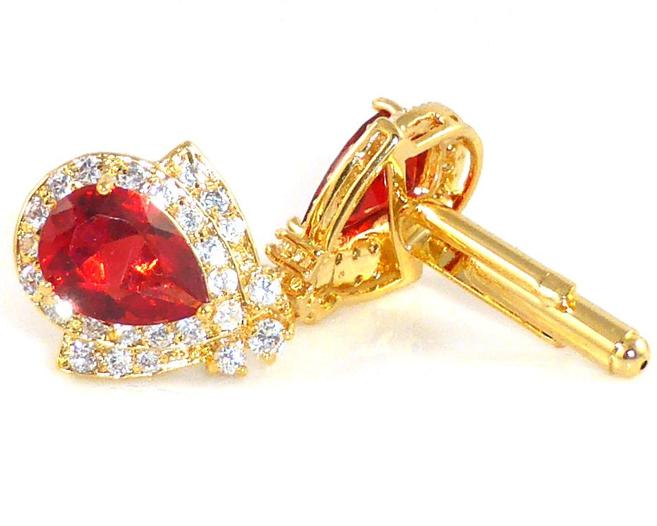 Red Garnet Ruby Topaz Cufflinks