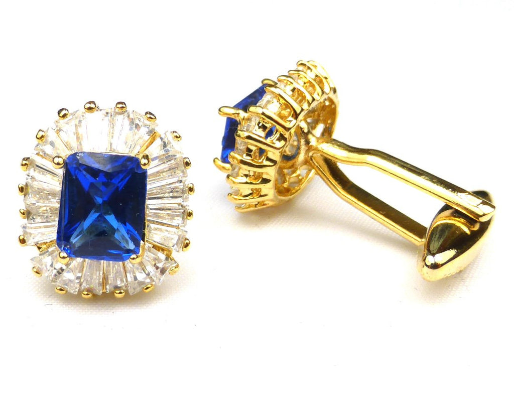 Royal Blue Sapphire Emerald Cut Cufflinks