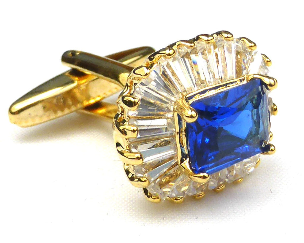 Royal Blue Sapphire Emerald Cut Cufflinks