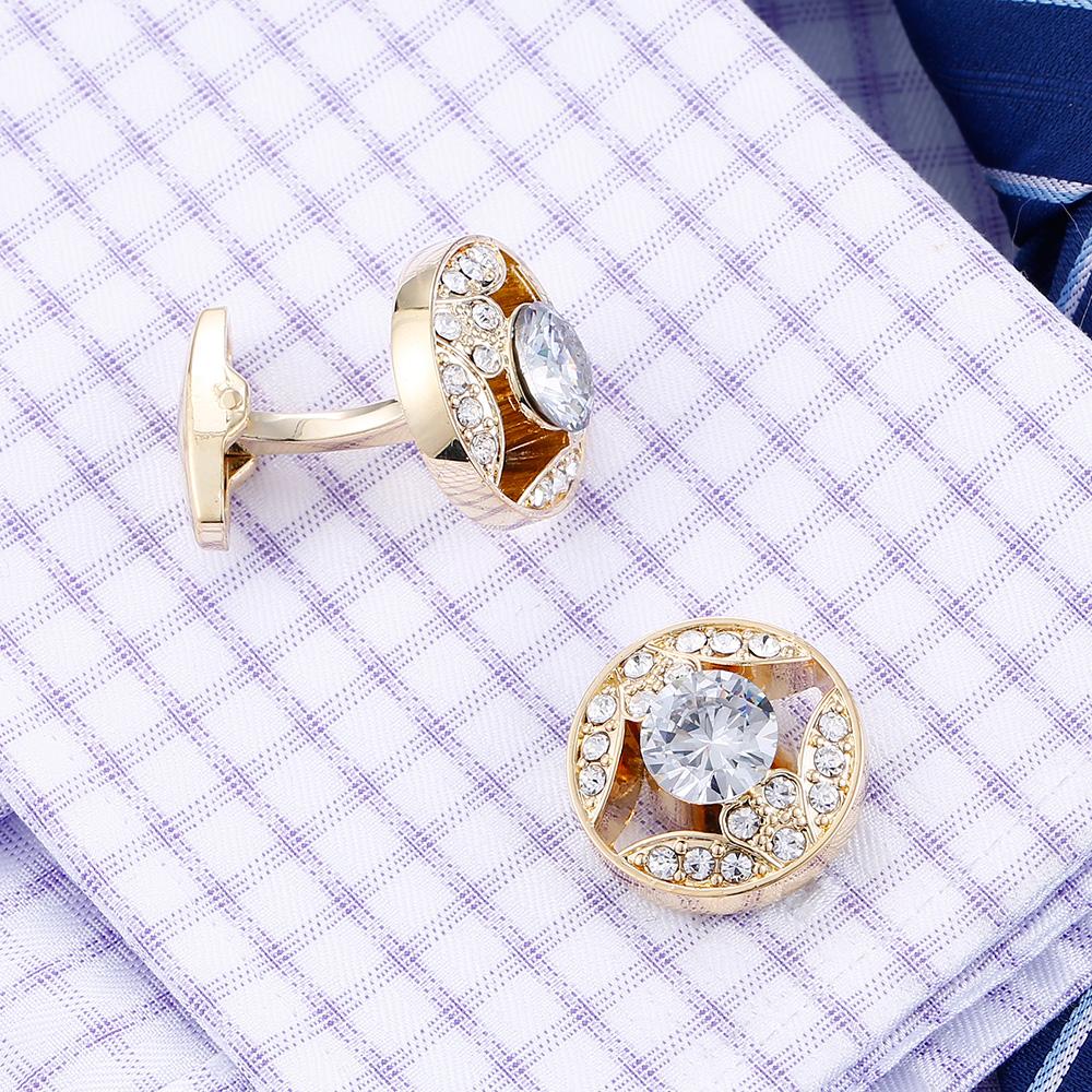 GOLD CRYSTAL CUFFLINKS