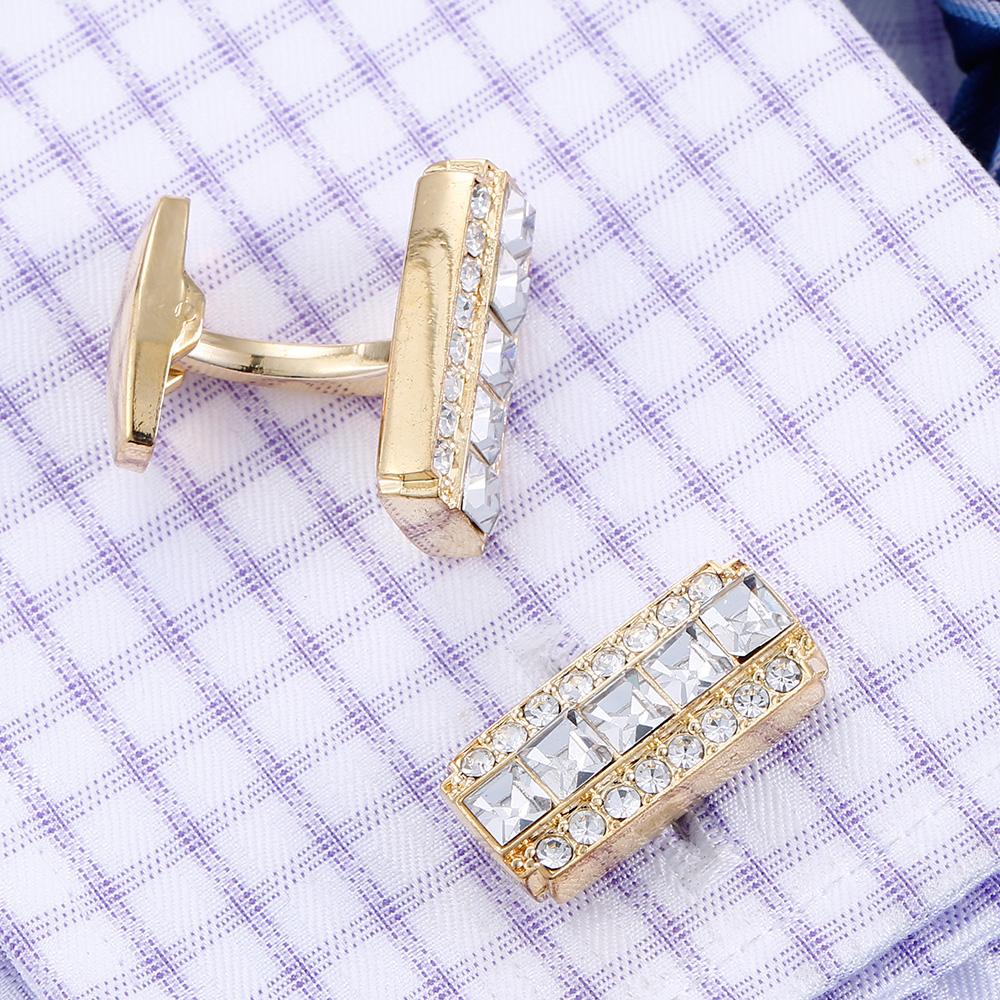 GOLD CRYSTAL CUFFLINKS