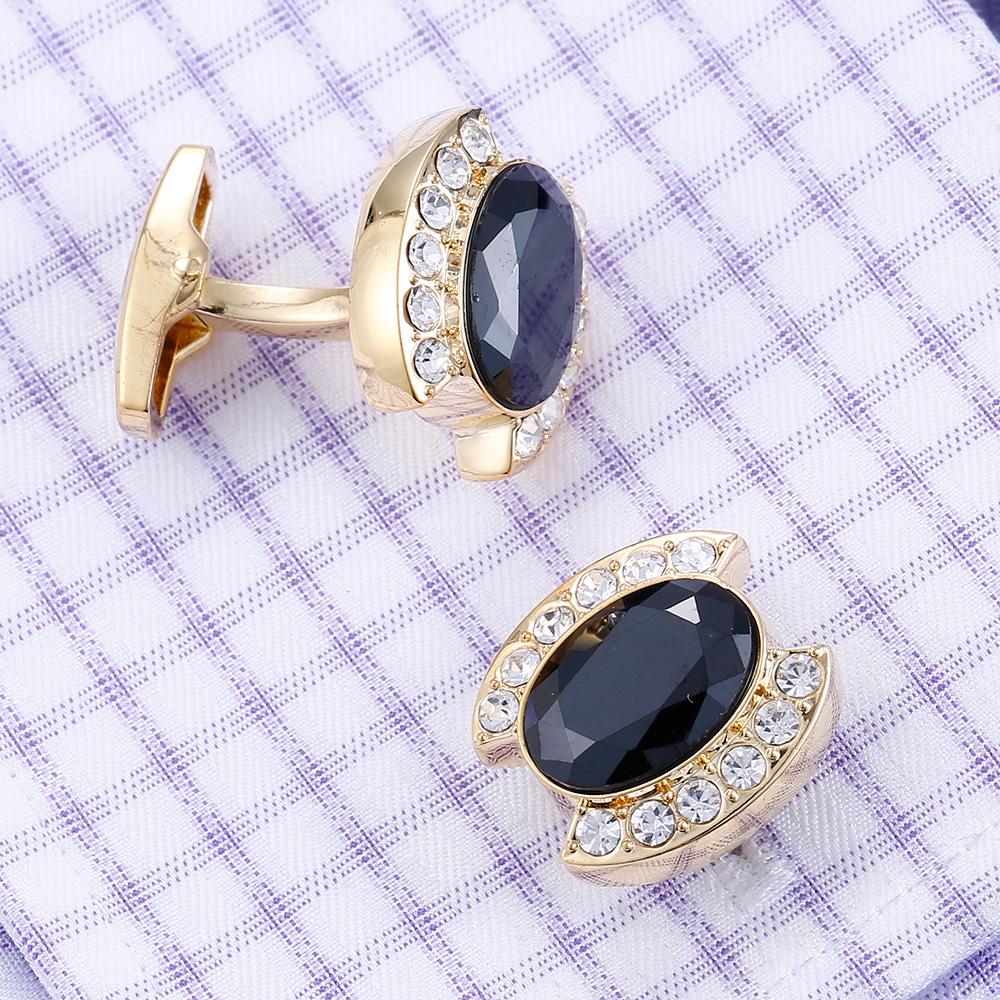 GOLD CRYSTAL CUFFLINKS