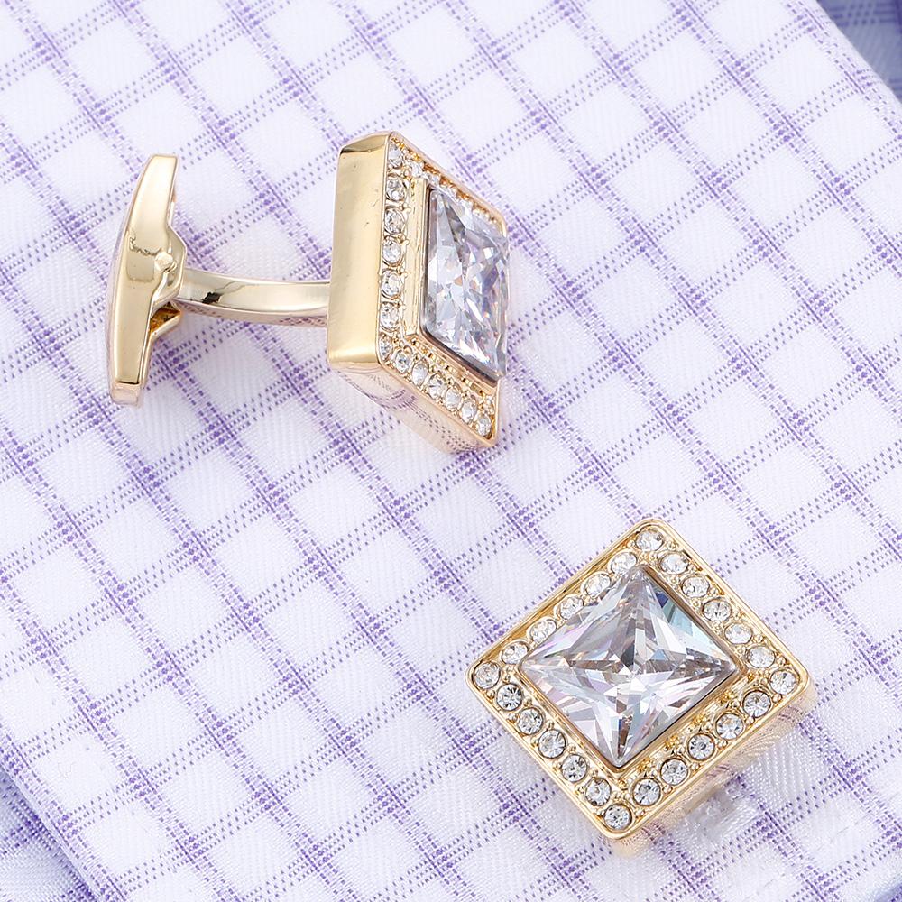 GOLD CRYSTAL CUFFLINKS