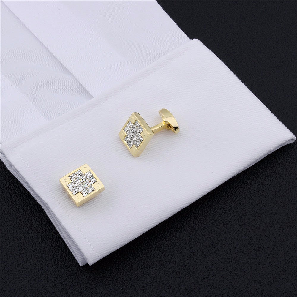 Square Crystal Cross Cufflinks