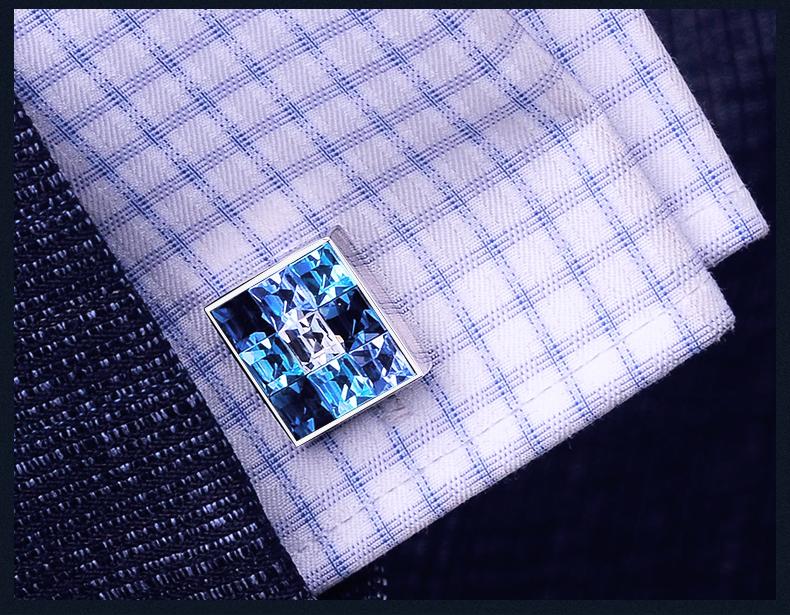 BLUE CRYSTAL CUFFLINKS