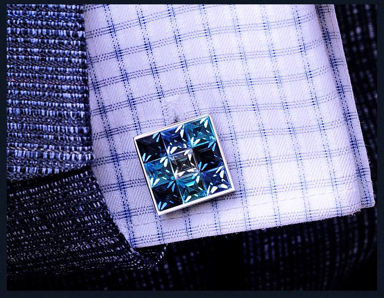 BLUE CRYSTAL CUFFLINKS