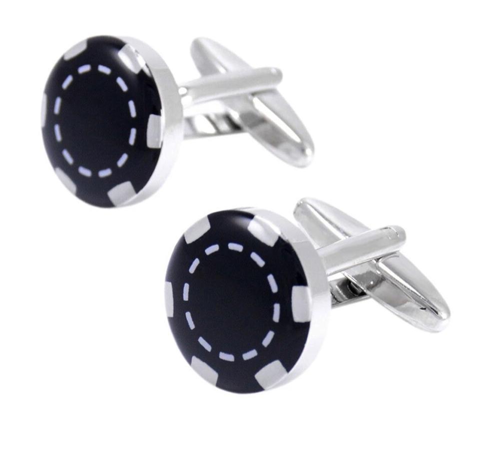 CASINO CHIP SILVER CUFFLINKS