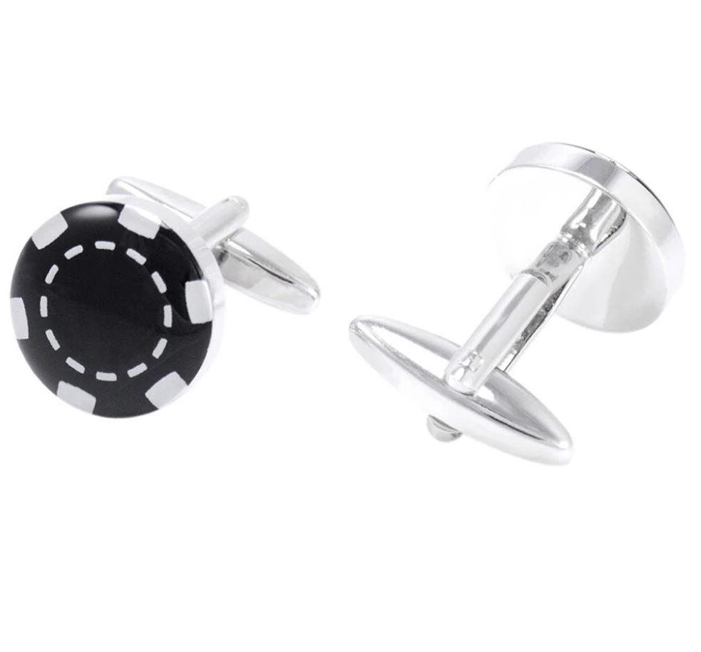CASINO CHIP SILVER CUFFLINKS