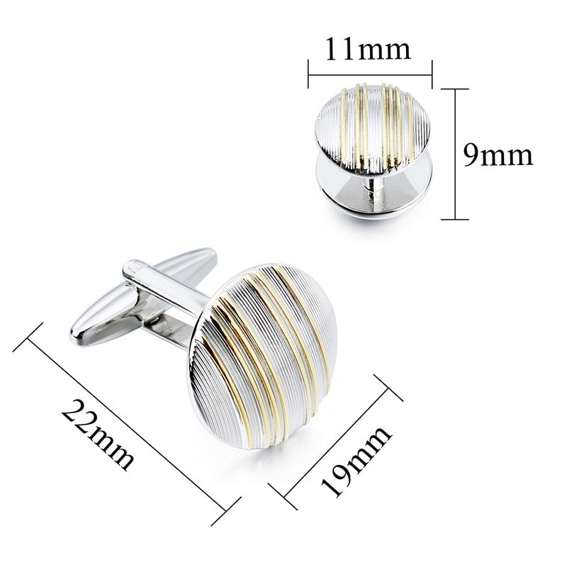 Classic Metal Round Cufflinks and Studs Set