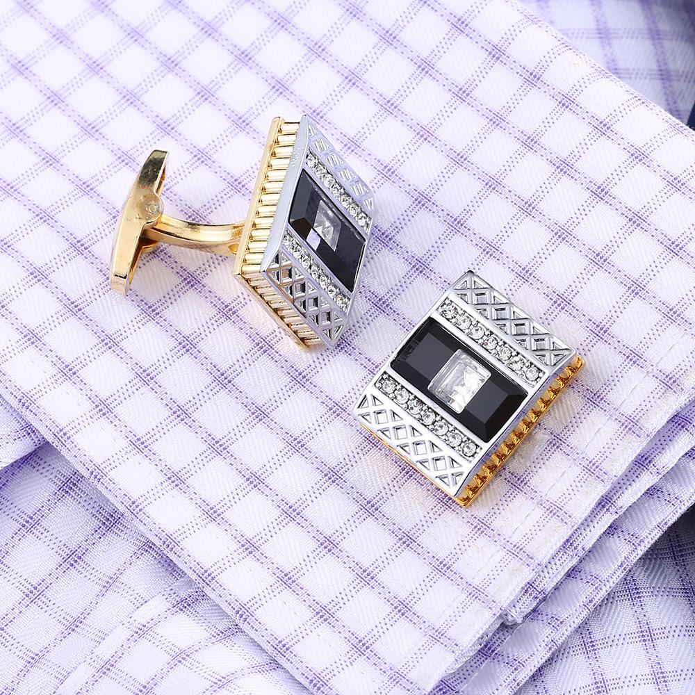 GOLD CRYSTAL CUFFLINKS