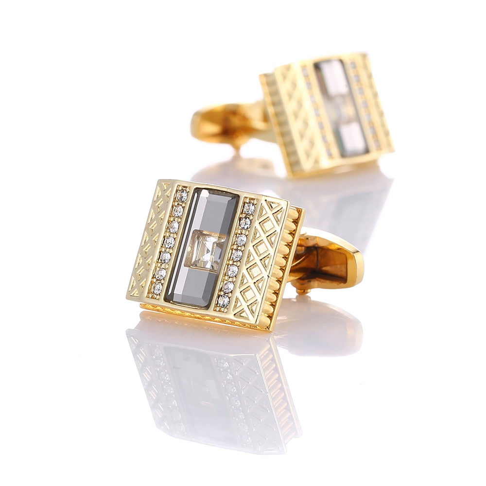Gold Crystal Cufflinks