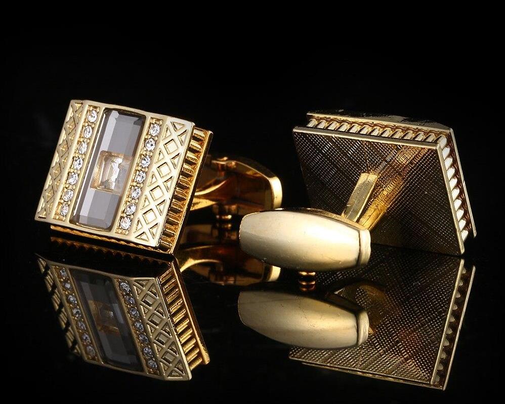 Gold Crystal Cufflinks