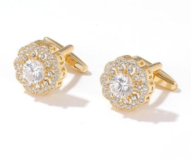 RHINESTONE GOLD CUFFLINKS