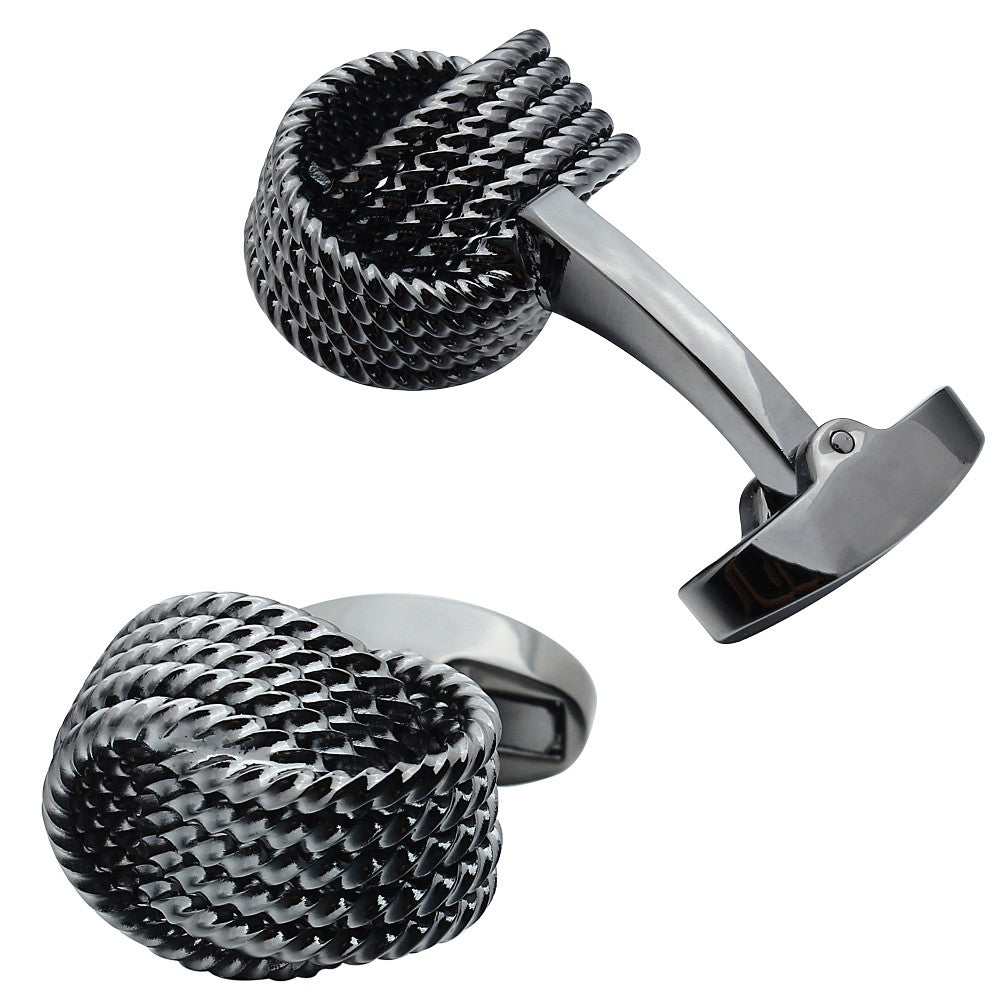 Knot cufflinks, black gun plated