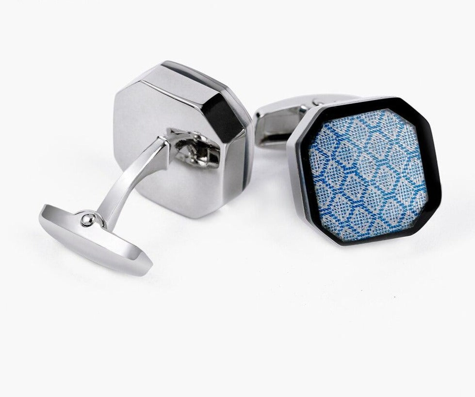 BLUE SILVER CUFFLINKS