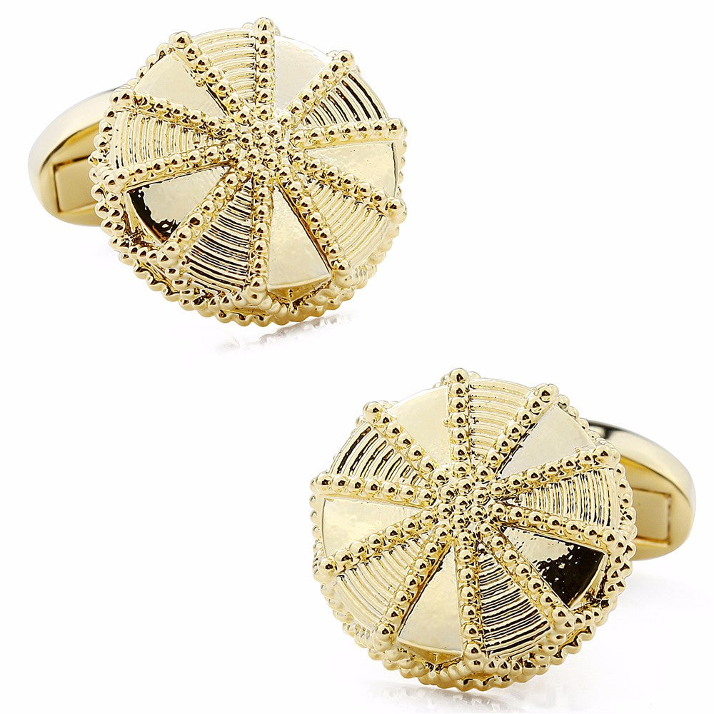 Gold Round Shirt Cufflinks
